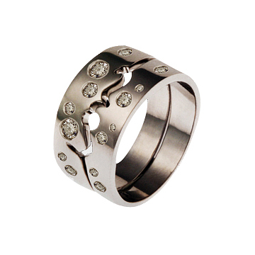 Classic Love [5] Matching Commitment Ring | 18k White Gold - Click Image to Close